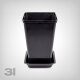 Plant Pot with Tray, square/black, 3 Liter