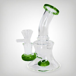 Black Leaf Glasbubbler Bong with percolator, green