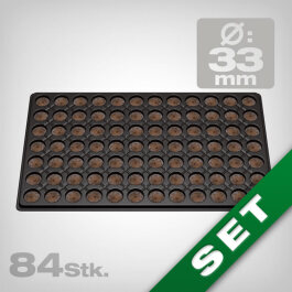 Jiffy plastic tray with 84 Jiffys, ø 30mm