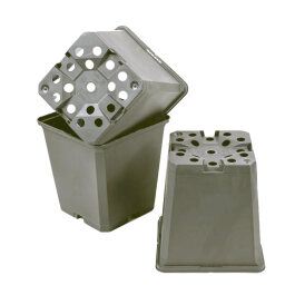 Plant pot, square/taupe, 1.55 litres